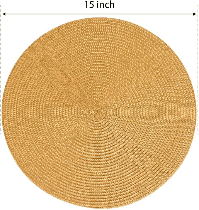 FunWheat Round Braided Placemats Set of 4 Table Mats - Image 2