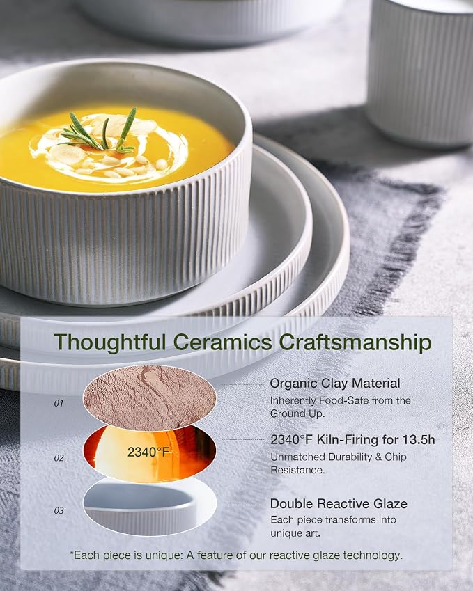 Famiware Star Stoneware Dinnerware Set, Reactive Glaze Plates & Bowls - Image 5