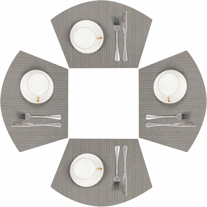 SHACOS Wedge Shaped Placemats Set of 4 Woven Vinyl Dining Table Place Mats by SHACOS