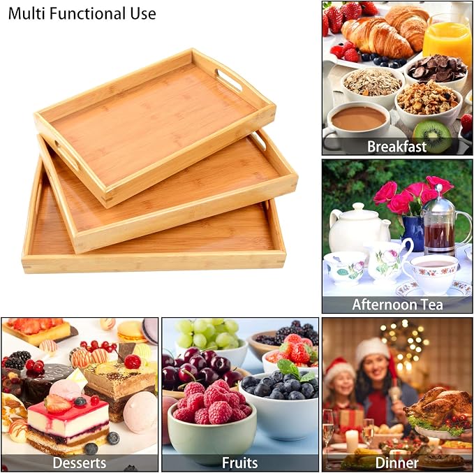 3 Pack Bamboo Serving Trays - Image 5