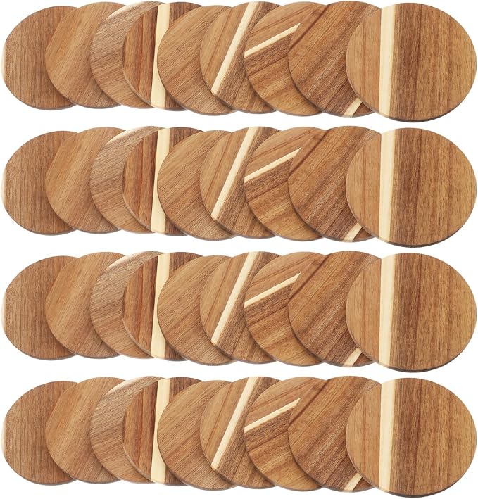 36PCS Unfinished Wood Coasters for Drinks 4 Inch Wooden Coaster Stackable - Image 9