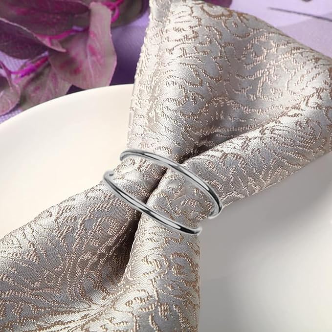 Silver Napkin Rings-12 PCS Metal Spiral Napkin Rings | Napkin Holders Buckles - Image 4