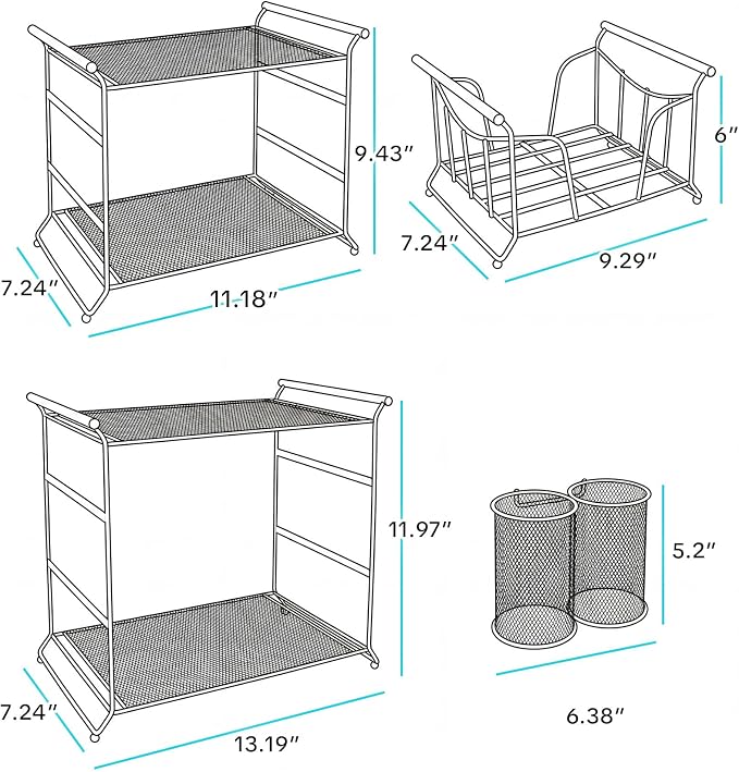 HULISEN 3-Tier Buffet Caddy, 7-Piece Paper Plate & Utensil Holder - Image 4