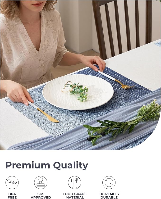 Leetaltree Gradient Blue Woven Placemats Set of 8 - Image 6