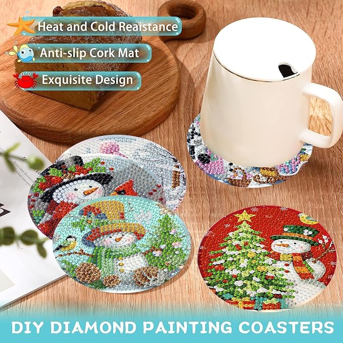 Ekuxom 8 PCS Christmas Diamond Art Coasters - Image 5