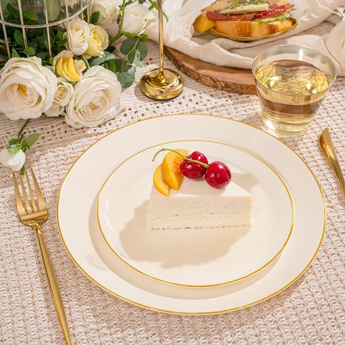 bUCLA 150PCS Ivory Plastic Plates - Image 3