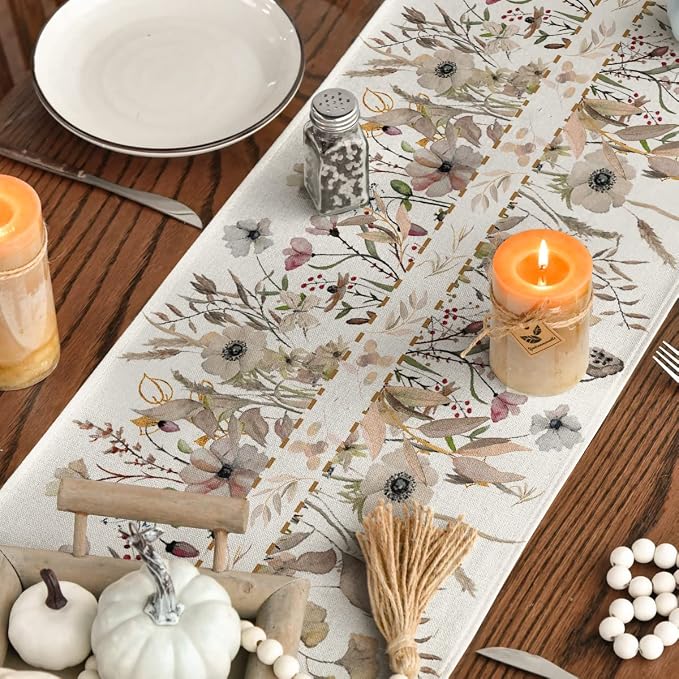 Artoid Mode 210 GSM Fall Table Runner 13x108 Inch Home Party Decor | Wildflower - Image 7
