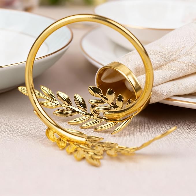 Napkin Rings 10Pcs Metal Gold Wheat Ear Shape Napkin Holder - Image 4