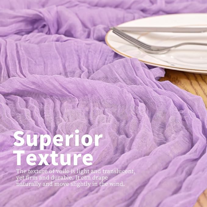 8 Pack Lavender Table Runner 17 x 108inch Cheesecloth Table Runner Boho Gauze - Image 2