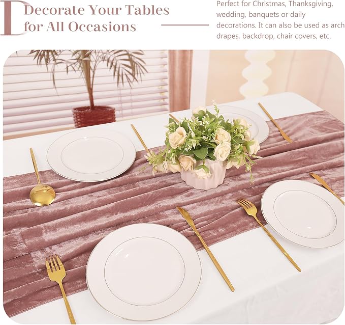 Velvet Table Runner 20 x 120 Inches 10ft Luxurious Thick Soft Velvet - Image 6