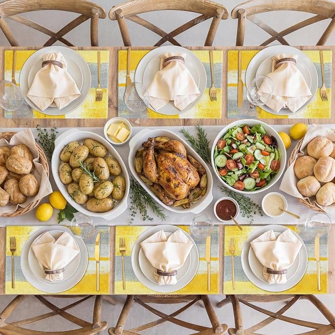 Emvency Farmhouse Placemats Set of 6, 12x18 Inch, Rustic Brown Neutral | - Image 6