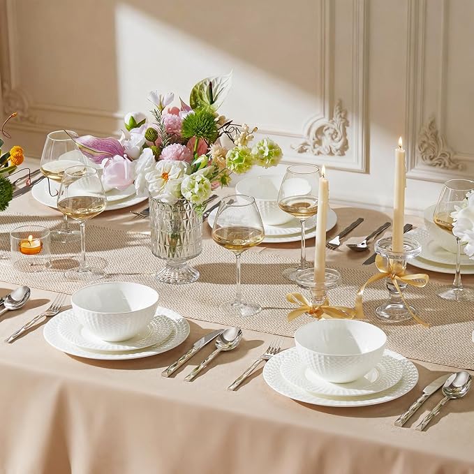 64Pc Bone China Dinnerware & Silverware Set, - Image 9