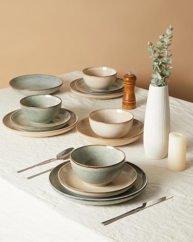 24 Piece Dinnerware Sets for 8, Modern Stoneware Plates and Bowls Setst - Image 8