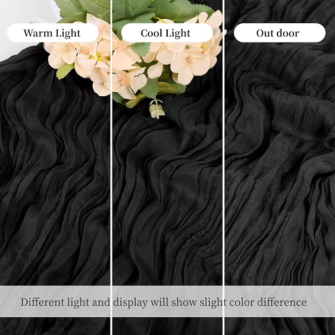 6 Pack Black Cheesecloth Table Runner, 17 x 108 Inch, Gauze Cheese Cloth Table - Image 6