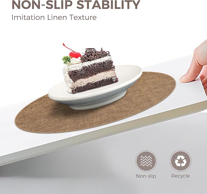 13" Round Placemats Set of 6, Reversible Faux Leather Heat Resistant Table Mats - Image 4