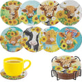 8 Pcs Sunflower Diamond Art Painting Coasters Kits by Unknown