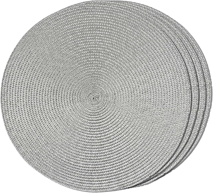 FunWheat Round Braided Placemats Set of 4 Table Mats by FunWheat