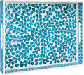 Plastic Serving Tray with Handles, Rectangle Blue Decorative Tray | Coffee by MAONAME