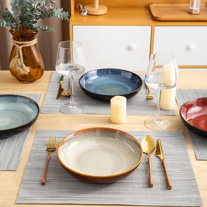 LERATIO Large Pasta Bowls, 38oz Ceramic Pasta Bowls, 9.0" Reactive Glaze Pasta - Image 7