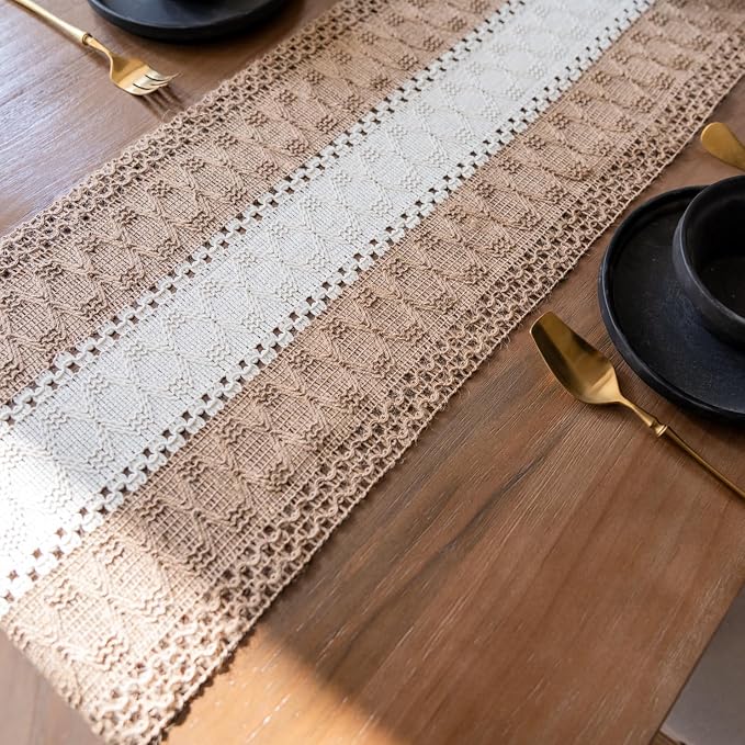 EMMTEEY Boho Table Runner with Tassels 108 Inches Long, Scratch & Heat Resistant - Image 7