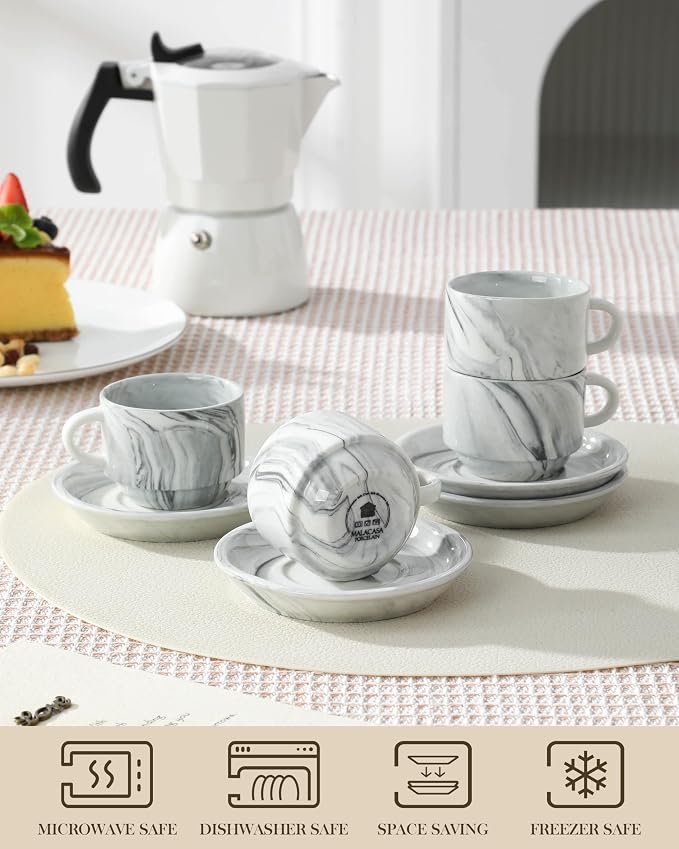 MALACASA 2.5 OZ Porcelain Espresso Cups - Image 4