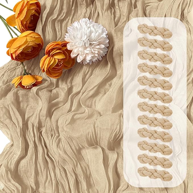 12 Pack Beige Cheesecloth Table Runner 17 x 108 Inch Gauze Table Runner Fabric by Unknown