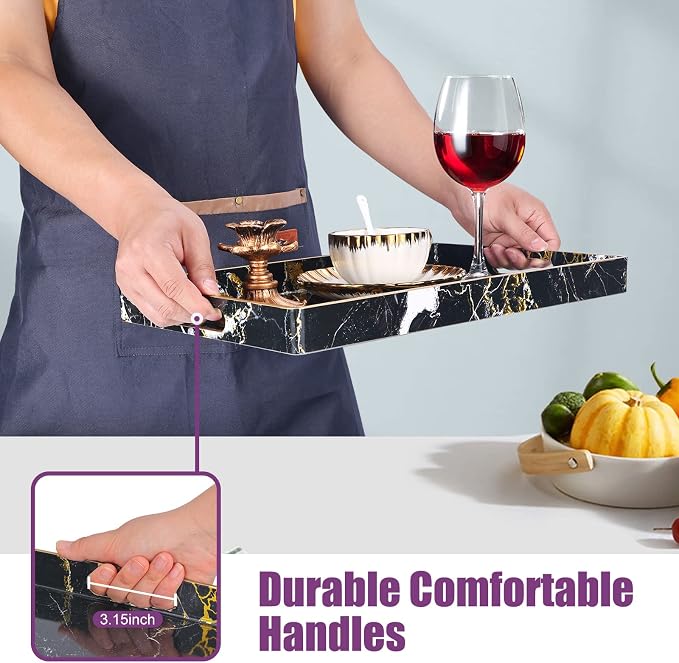 Gifturbo Black Serving Tray, Marble Decorative Serving Trays - Image 3