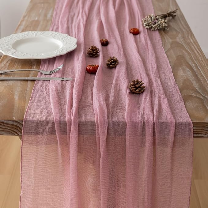 10Pcs Dusty Rose Cheesecloth Table Runner 120 Inches - Image 2