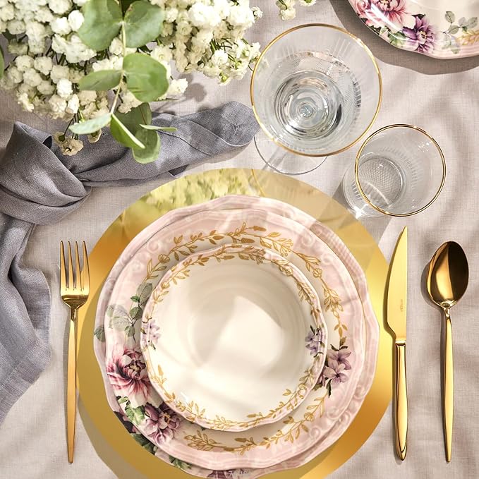 50PCS 13in Round Gold Placemats, Disposable Paper Chargers Plate | Paper - Image 4