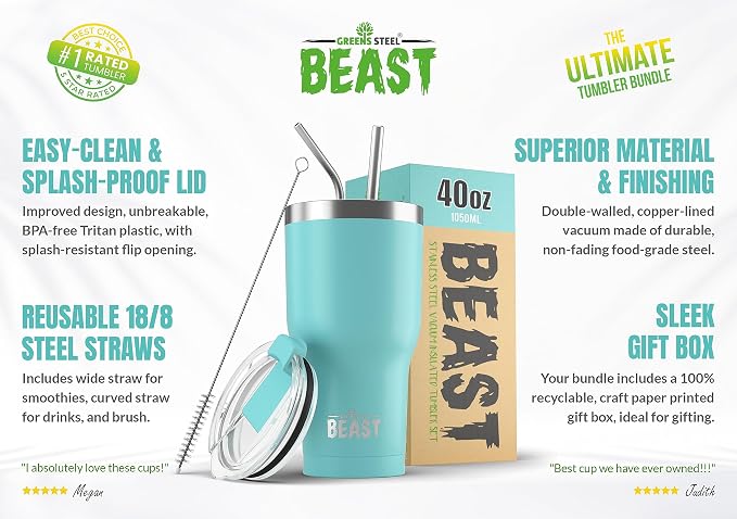 Beast 40 oz Tumbler Stainless Steel Vacuum Insulated Coffee Ice Cup Double Wall - Image 2