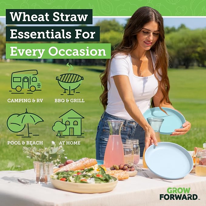 Grow Forward Premium Wheat Straw Plates and Bowls Sets - Image 2