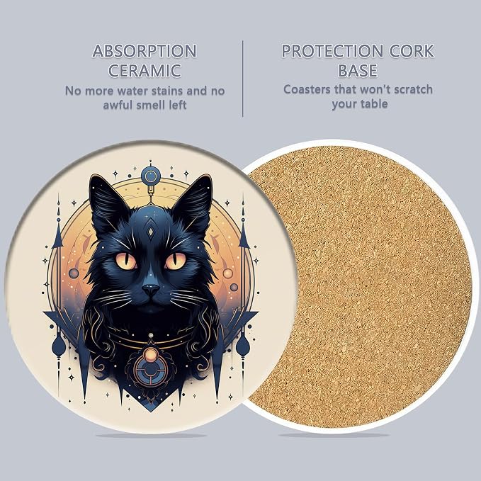 Drink Coasters Set of 6 with Holder, Fit All Cups, Great Gift - Image 3