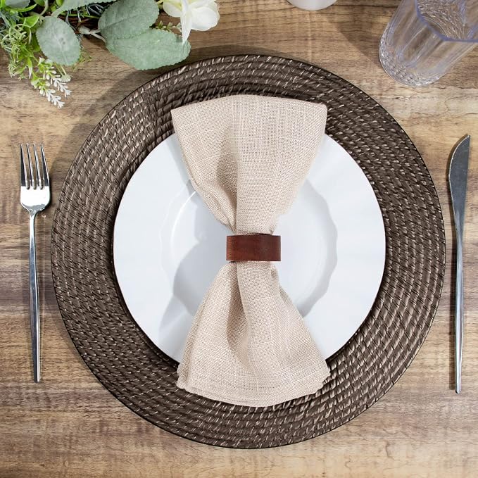 Efavormart 12-Pack Acrylic Charger Plates 13" Round Natural Brown - Image 5
