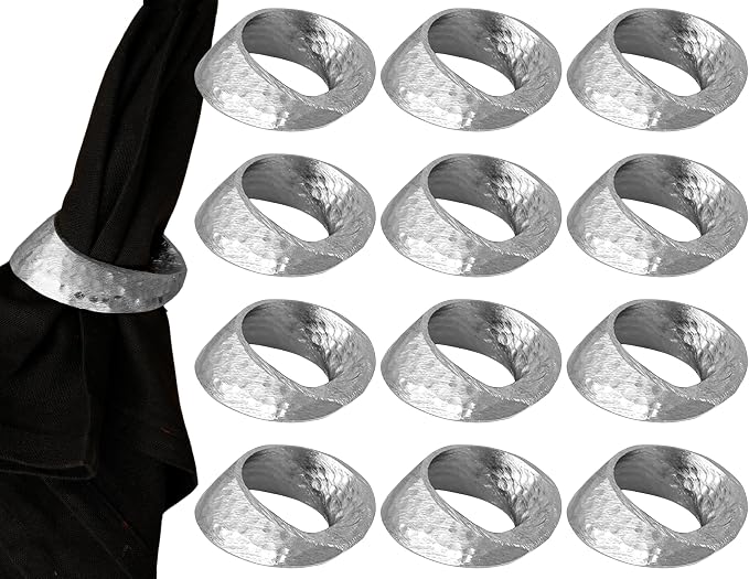 Silver Metal Napkin Rings, Mobius Loop Design, electroplated finish, holiday by CLEENTABLE