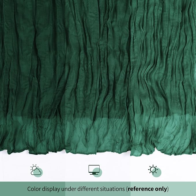 12 Pack Emerald Green Cheesecloth Table Runner 17x108 Inch Semi Sheer Boho - Image 8