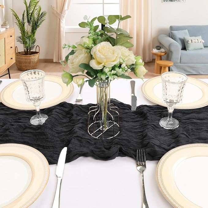 6 Pack 10Ft Black Cheesecloth Table Runner 23 x 120 Inch | Gauze Rustic Boho - Image 4