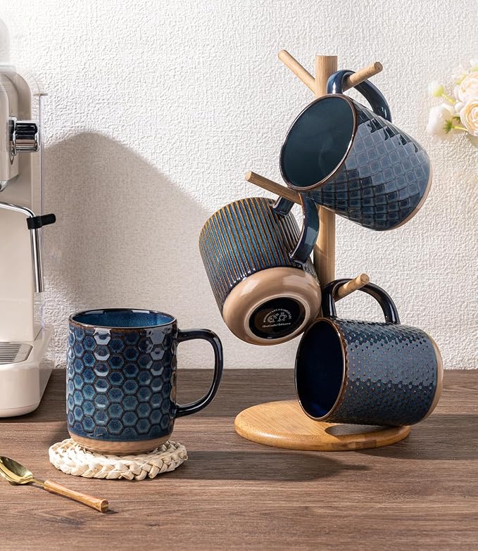 GBhome Coffee Mugs Set of 6, 16 oz Blue Coffee Cups - Image 8