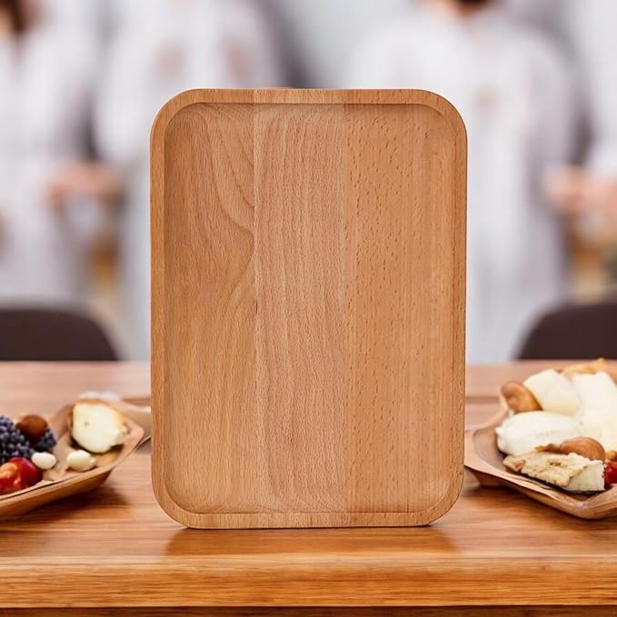 2 Pack Solid Wood Serving Platters and Trays of Natural - Image 5
