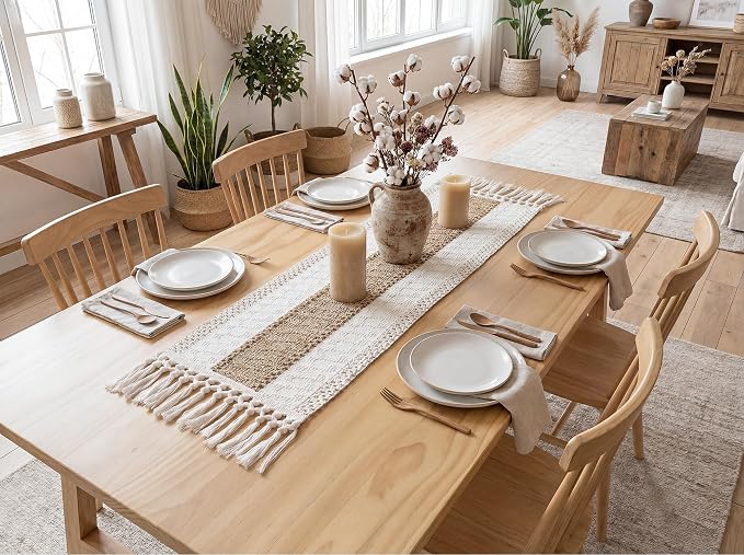 Boho Table Runner for Fall Home Decor 12x36 Rustic - Image 9
