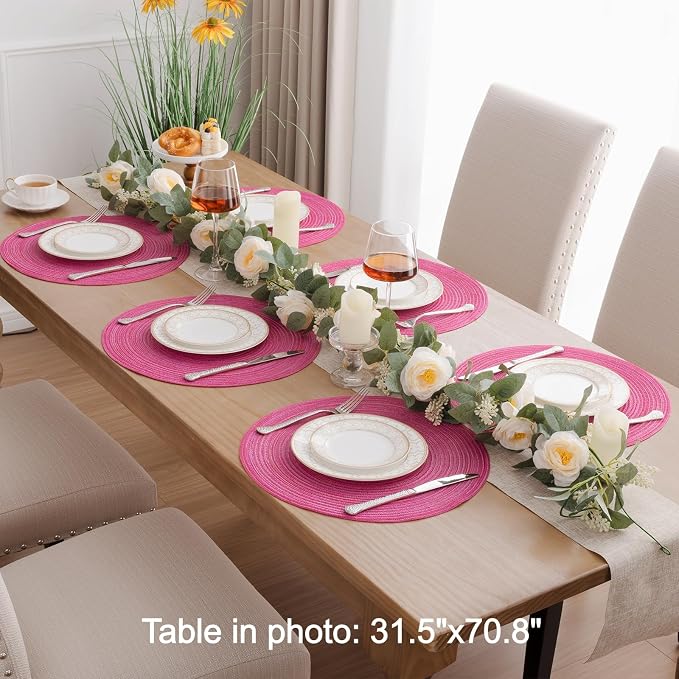 SHACOS Round Placemats Set of 4 Round Table Placemats Braided Cotton Place Mats - Image 5