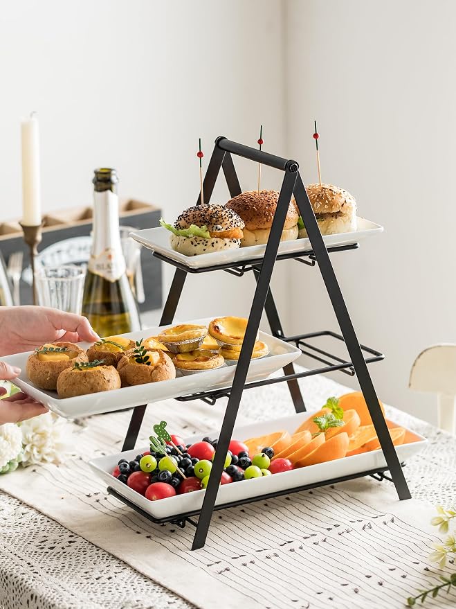 YHOSSEUN 3 Tier Serving Tray Tiered Tray Stand, 10+12+14 Inch, Large Serving - Image 5