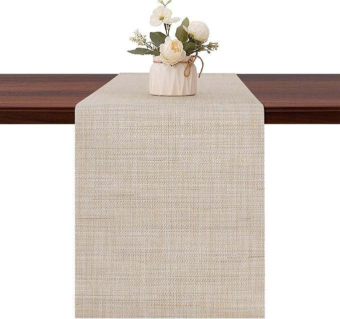 Table Runner 55 Inches Long, Vinyl Woven Heatproof Table Runners | Washable by Banchif