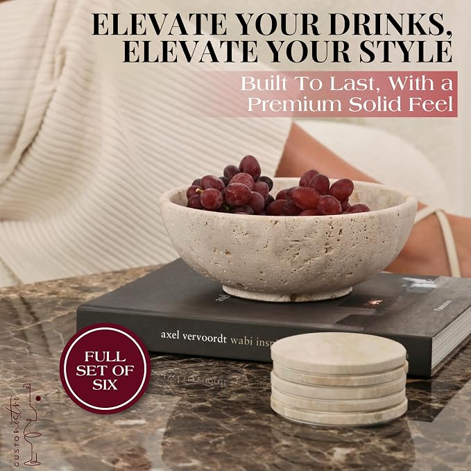 Gusto Nostro Beige Travertine Coasters - Image 2