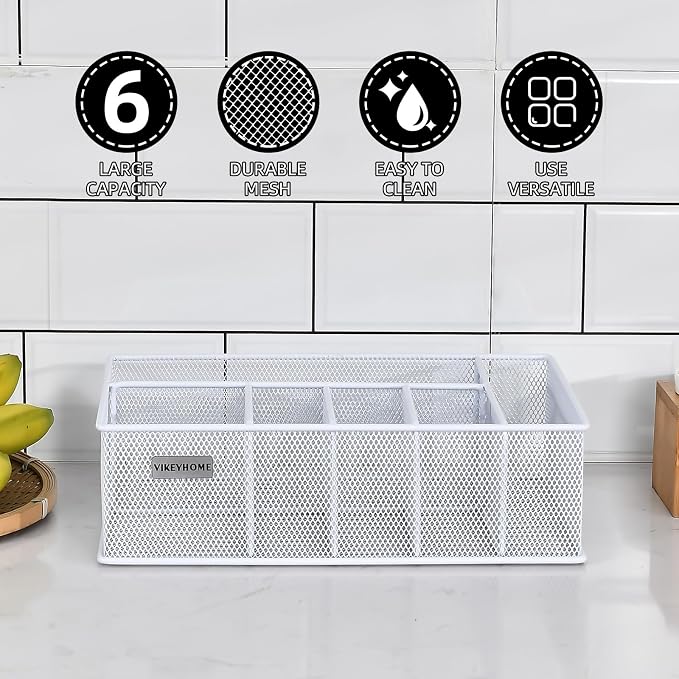 VIKEYHOME Paper Plate Organizer, Metal Silverware Caddy, Caddy - Image 3