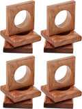 Acacia Wood Napkin Rings, 2.5x2.5x0.75 in, rustic farmhouse decor by CLEENTABLE