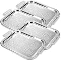 4 Pack Serving Tray with Handles 15.16 x 11.92 Inch Large Metal Plate Floral by Unknown