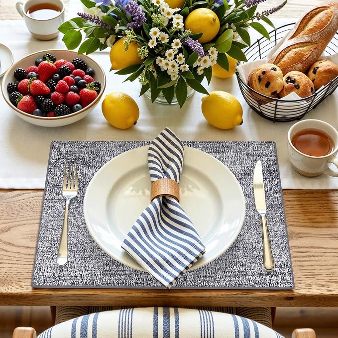Faux Leather Heat Resistant Placemats 6 Packs, Waterproof Wipeable Dining PU - Image 8