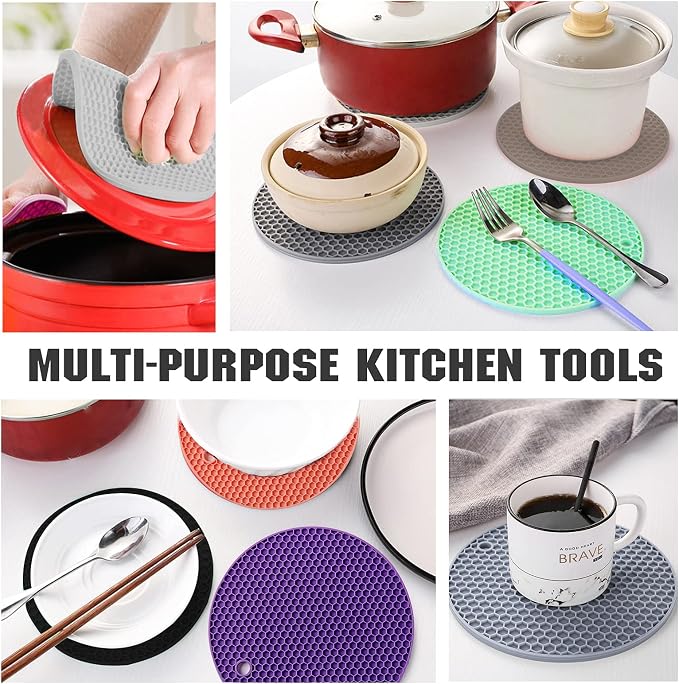 4 Pack Trivets for Hot Dishes | Hot Pads for Kitchen, Silicone Pot Holders for - Image 6