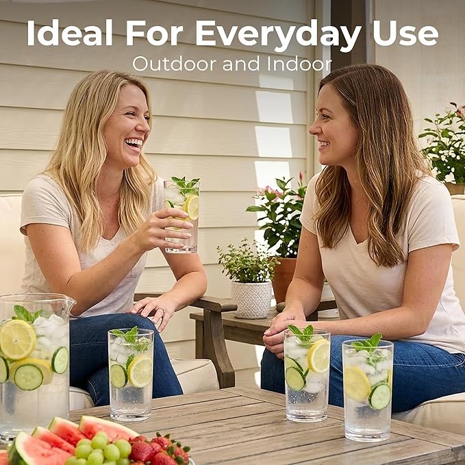 Zulay Kitchen Plastic Drinking Glasses – 16oz Acrylic Shatterproof Water Cups - Image 6