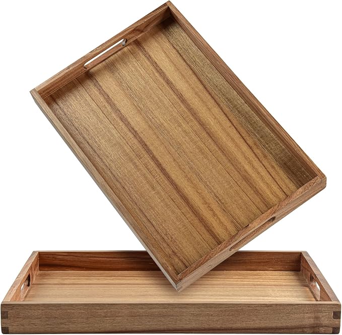 KITEISCAT 17-Inch Acacia Wood Serving Trays by KITEISCAT